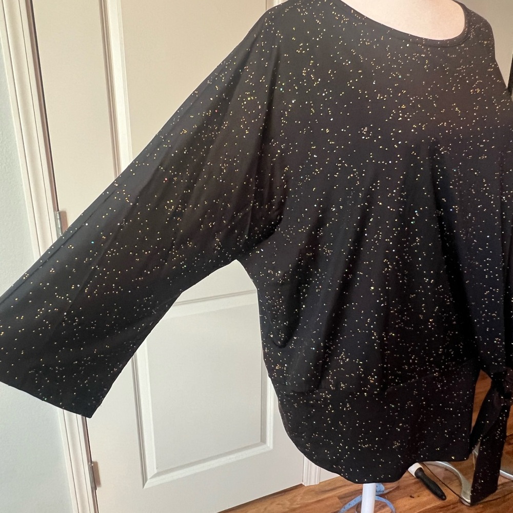 CLARA SUNWOO side tie Black and Gold Speckled top. Worn ONCE for a NYE party.